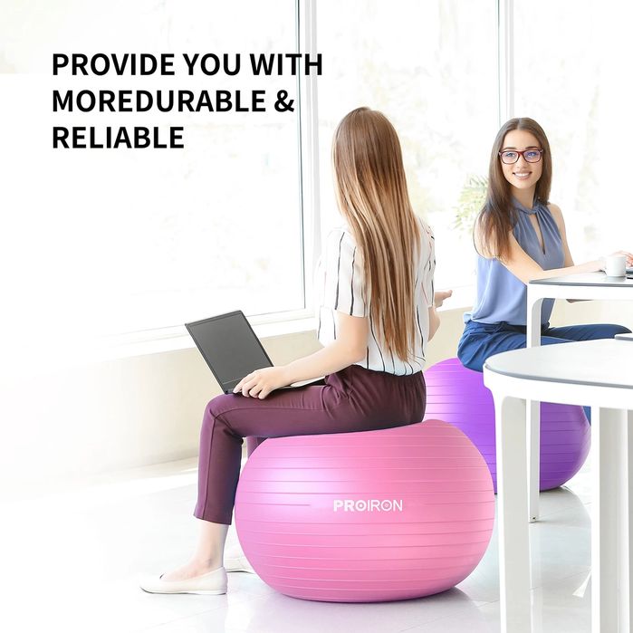 Piłka do Pilatesu PROIRON 55 cm - Antypękająca Fitball Różowa