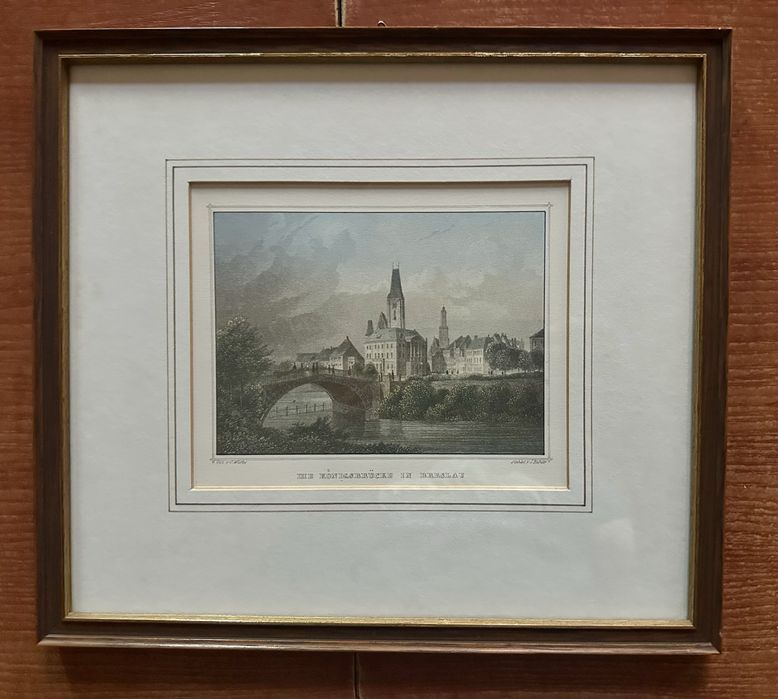 Grafika Breslau Wrocław Most Królewski 1840