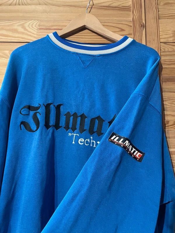 Bluza vintage y2k niebieska z napisem ściągacze XXL oversize czarna