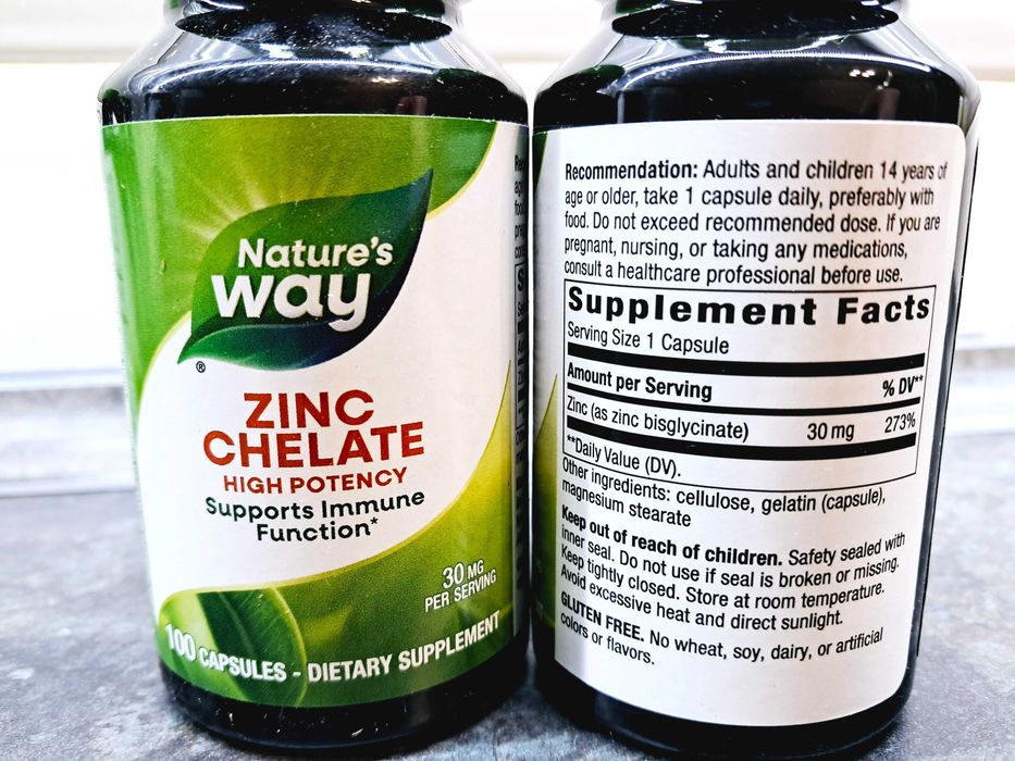 Natures Way, Zinc Chelate 30 мг (100 капс.), цинк хелат