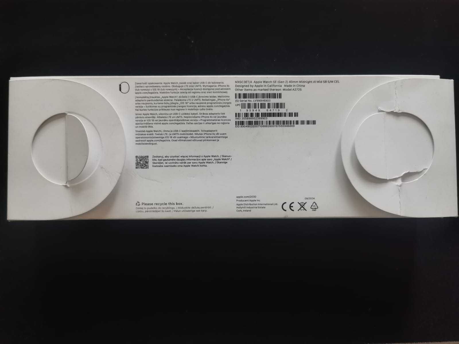 Apple Watch SE (Gen2) 40mm Midnight S/m CEL