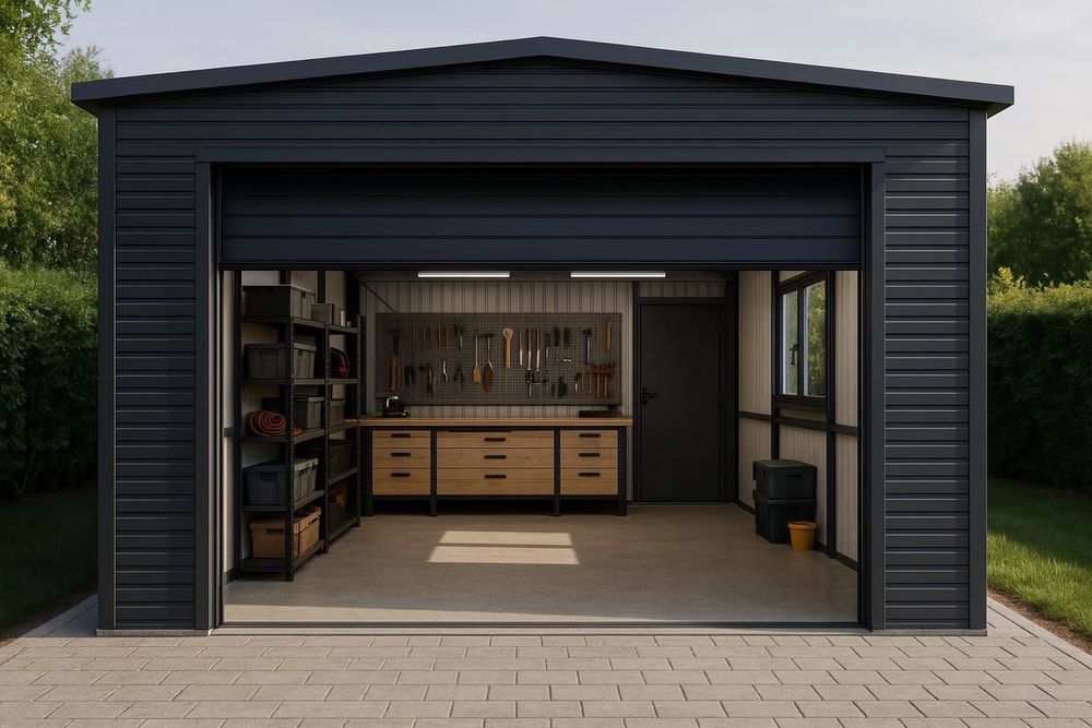 GARAŻ DWUSTANOWISKOWY ocieplany z płyty warstwowej 5x5 5,5x6 6x7 7x8