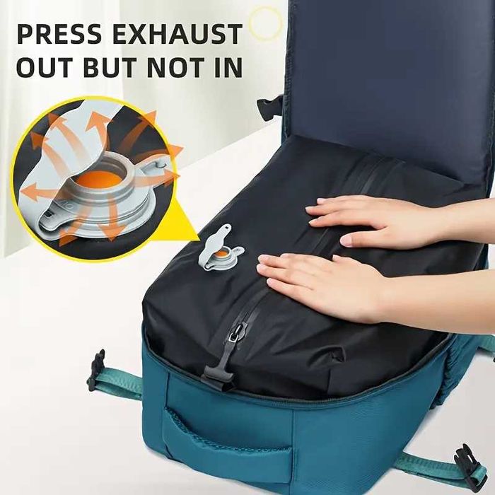 Plecak podróżny próżniowy 40x25x20 cm - czarny i morski