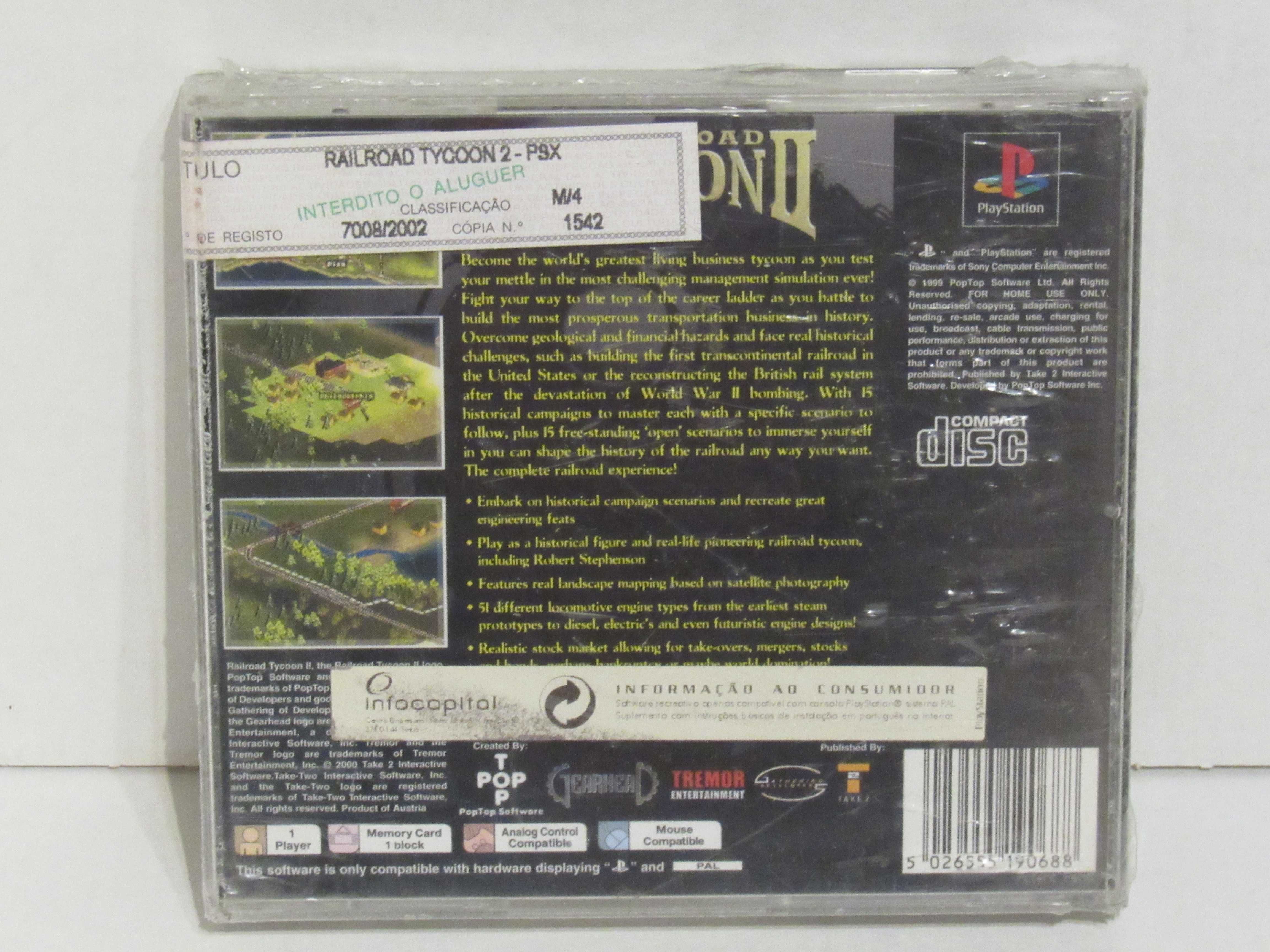 Jogo Playstation PS1 PSX PSOne Railroad Tycoon II novo selado