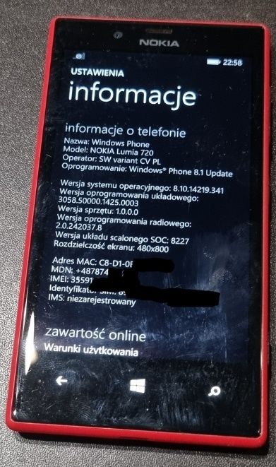 Telefon komórkowe Nokia lumia 720