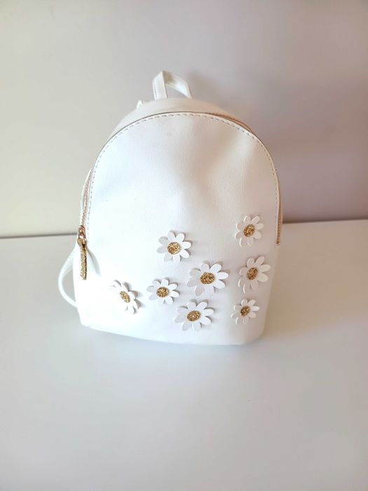 biały złoty mini plecak plecaczek damski dla dziewczynki kobiecy