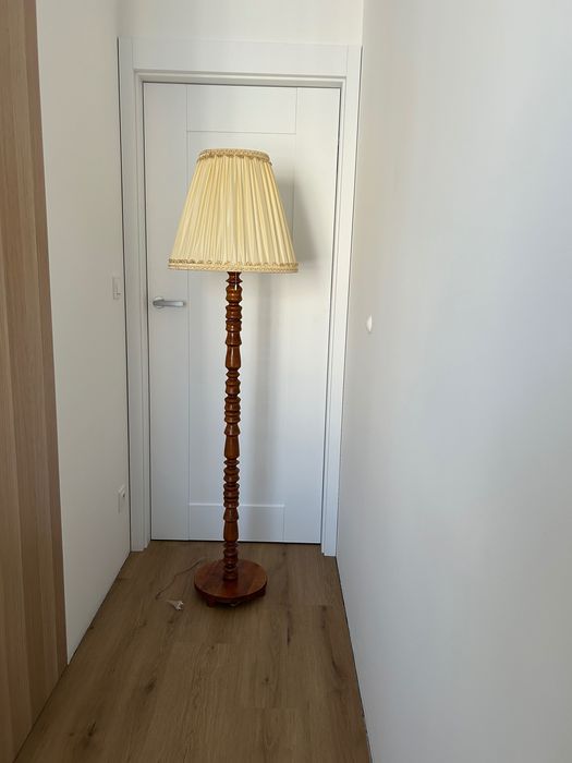 Lampa podłogowa stojąca drewniana vintage retro nowy abażur stylowa