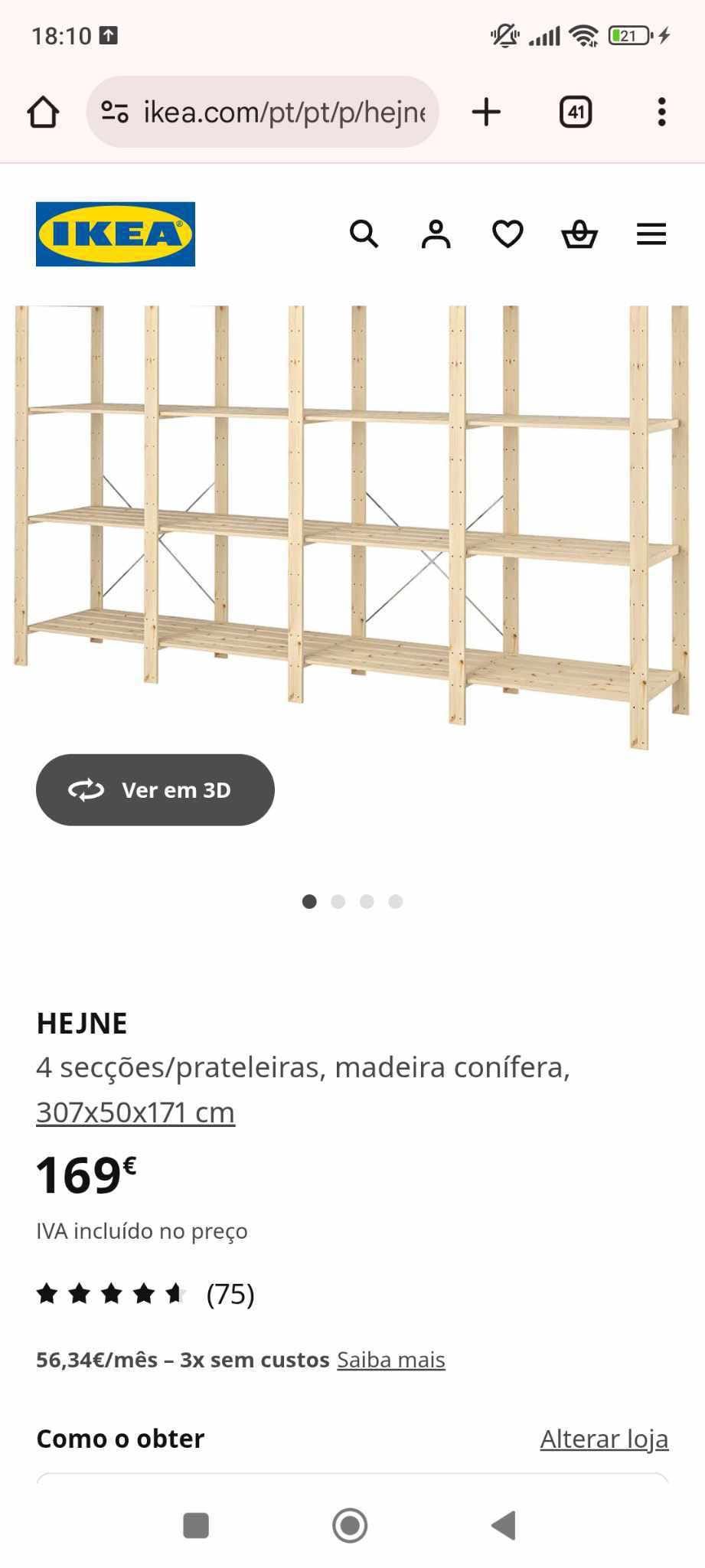 Estante em madeira muito estável