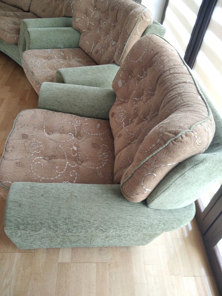 Komplet wypoczynkowy promocja duża niemiecka sofa półokrągła dwa fotel