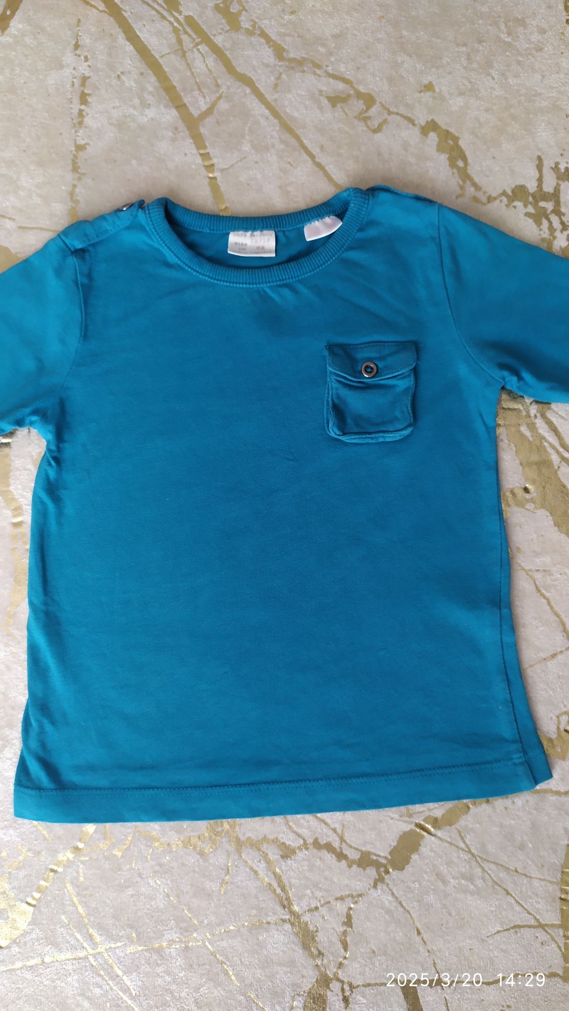 Bluzka morska z kieszonką z długimi rękawami, r. 82, Zara Baby Boy