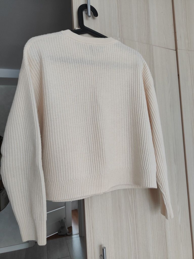 Wełniany kardigan z kaszmirem, ze złotymi guzikami, Massimo Dutti, S