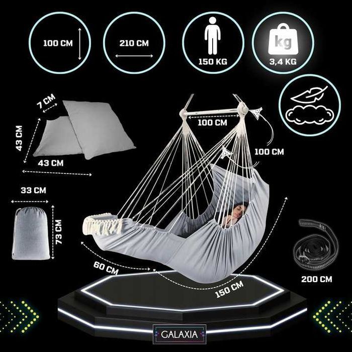 Fotel Wiszący KRZESŁO BRAZYLIJSKIE Huśtawka Hamak Ogrodowy Balkon BOHO