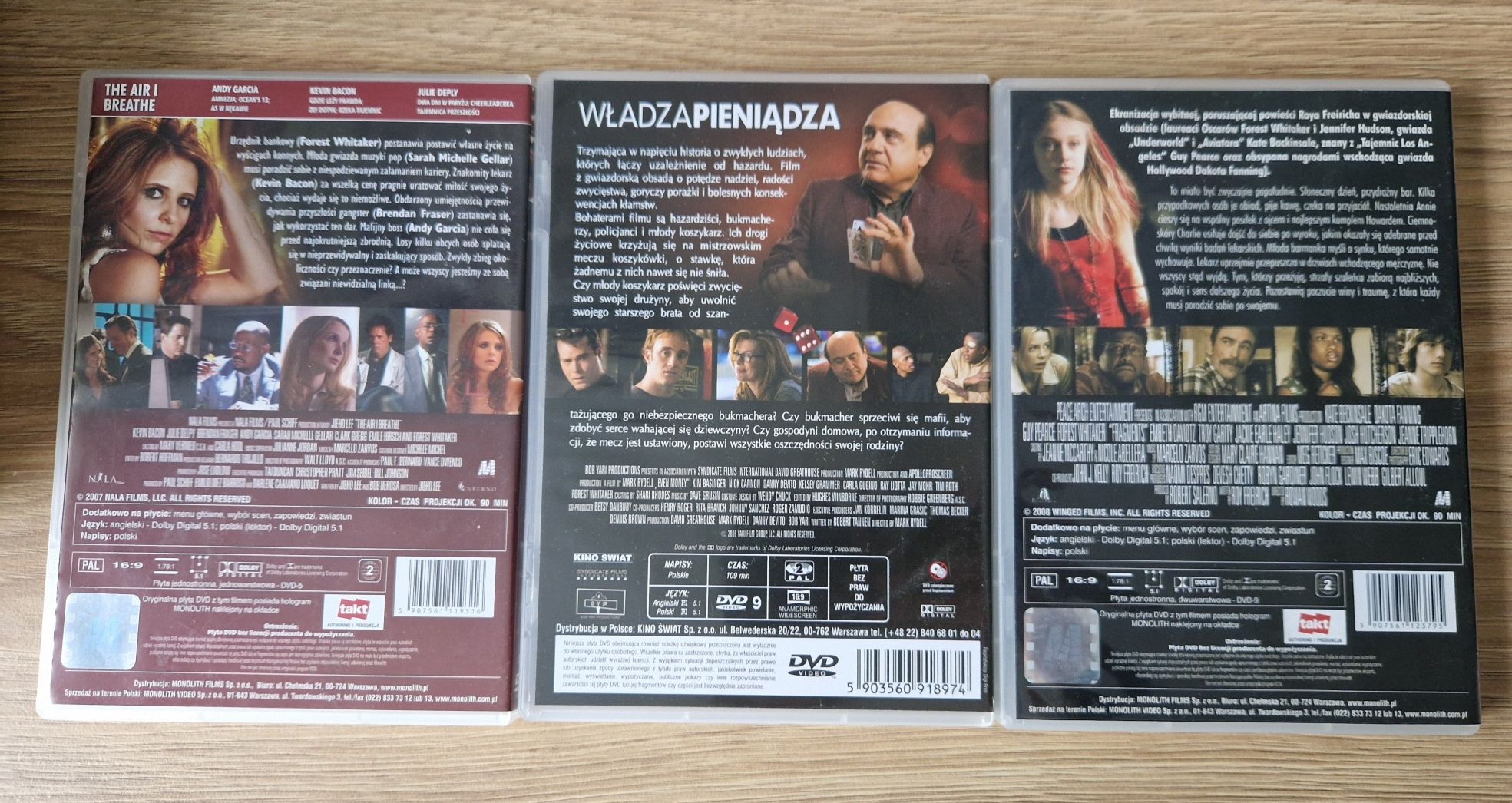 Film dvd Odwrócić przeznaczenie, skrzydlate cienie, władza pieniądza