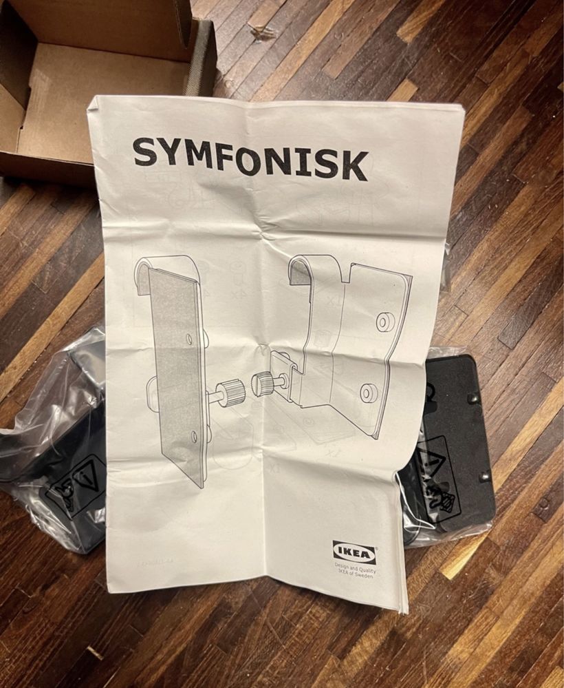 IKEA Symfonisk komplet dwoch haczyków przykręcanych głośnik Symfonisk