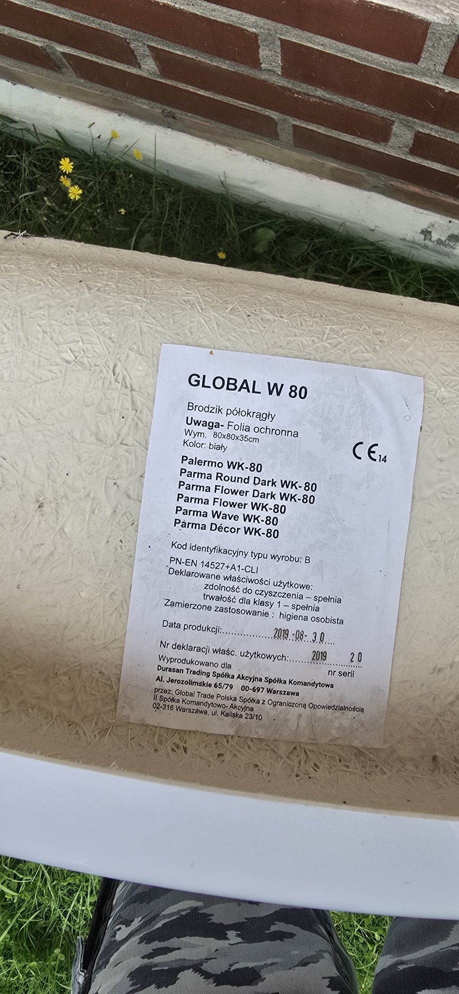 Brodzik półokrągły 80x80x35 stan bardzo dobry okazja!