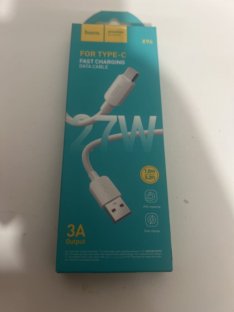 Kabel usb typu c do ładowania i zgrywania danych 27W