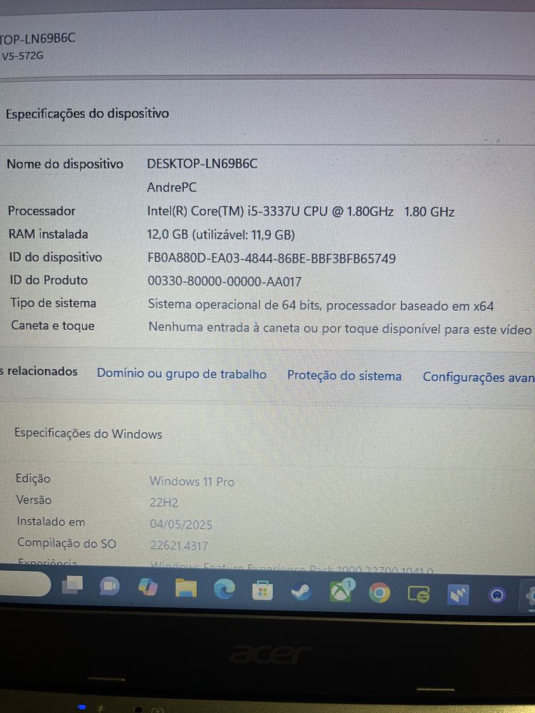 Portatil Acer Aspire V5