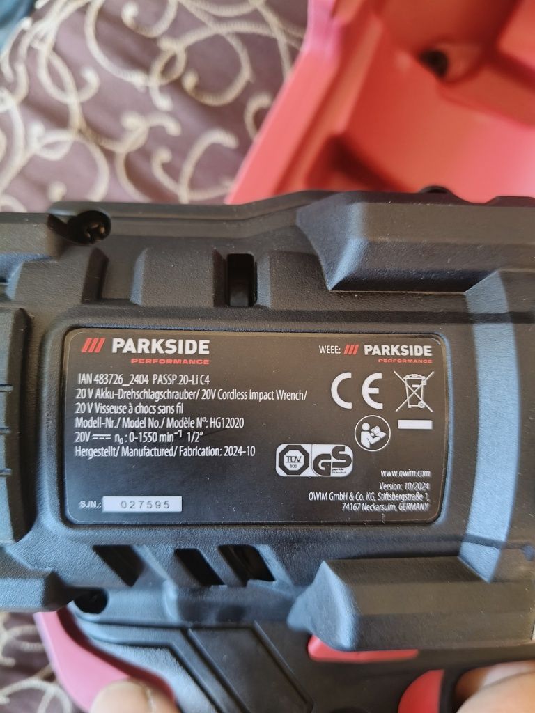 Акумуляторний ударний гайковерт Parkside PASSP 20-Li C4
