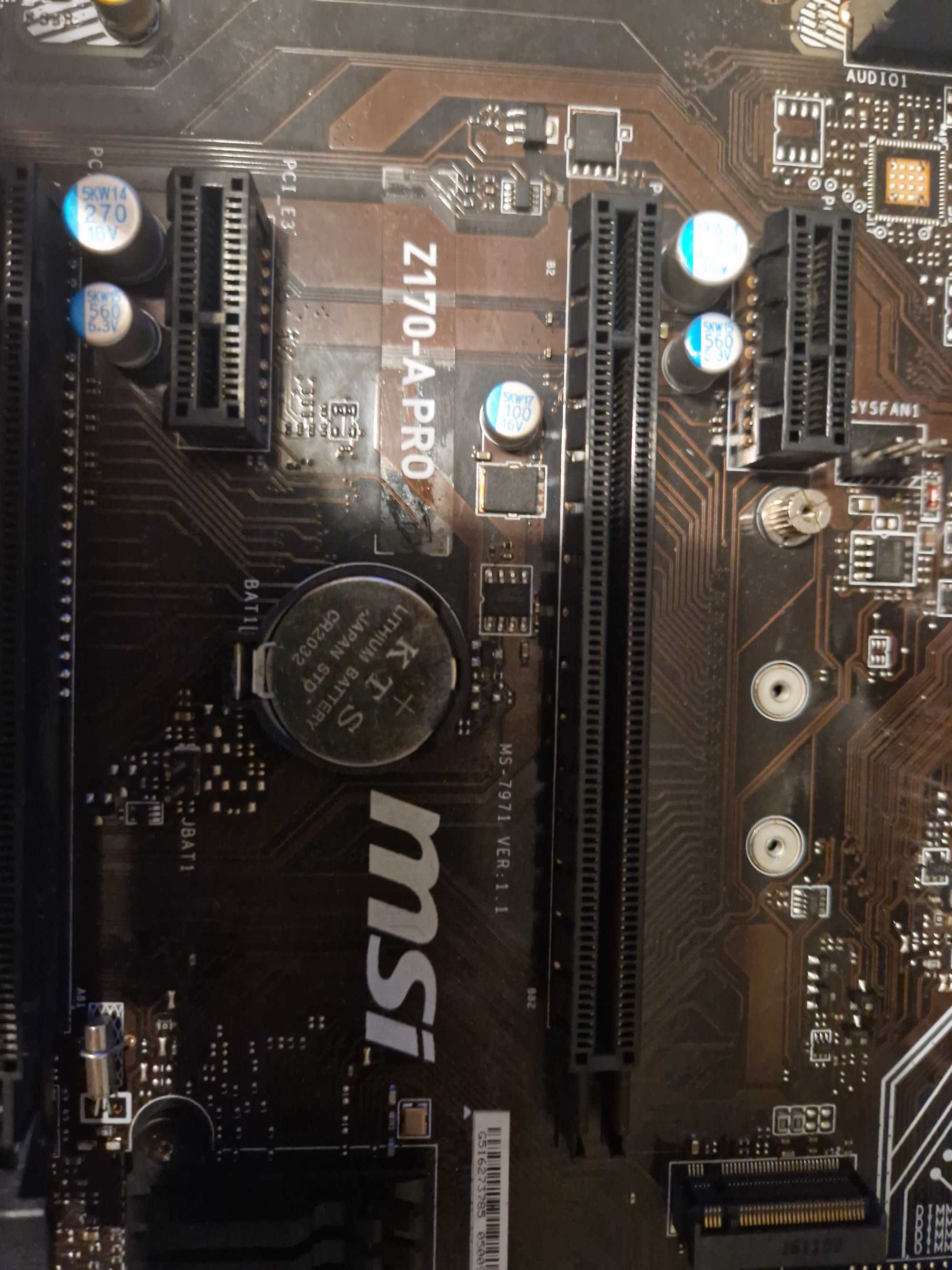 Płyta głowna msi z170apro z procesorem i5 6400 i RAM DDR4 4gb 2400mts