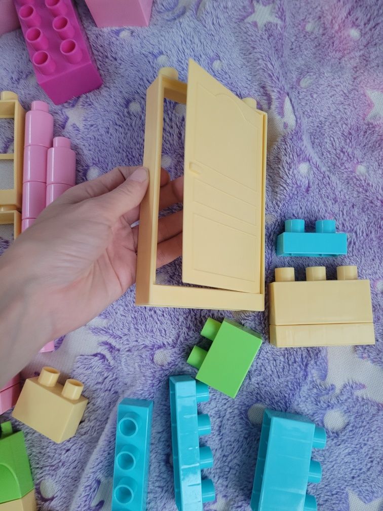 Wader, Blocks, zestaw niepełny bez pojemnika ok. 130 elementow, Różowe