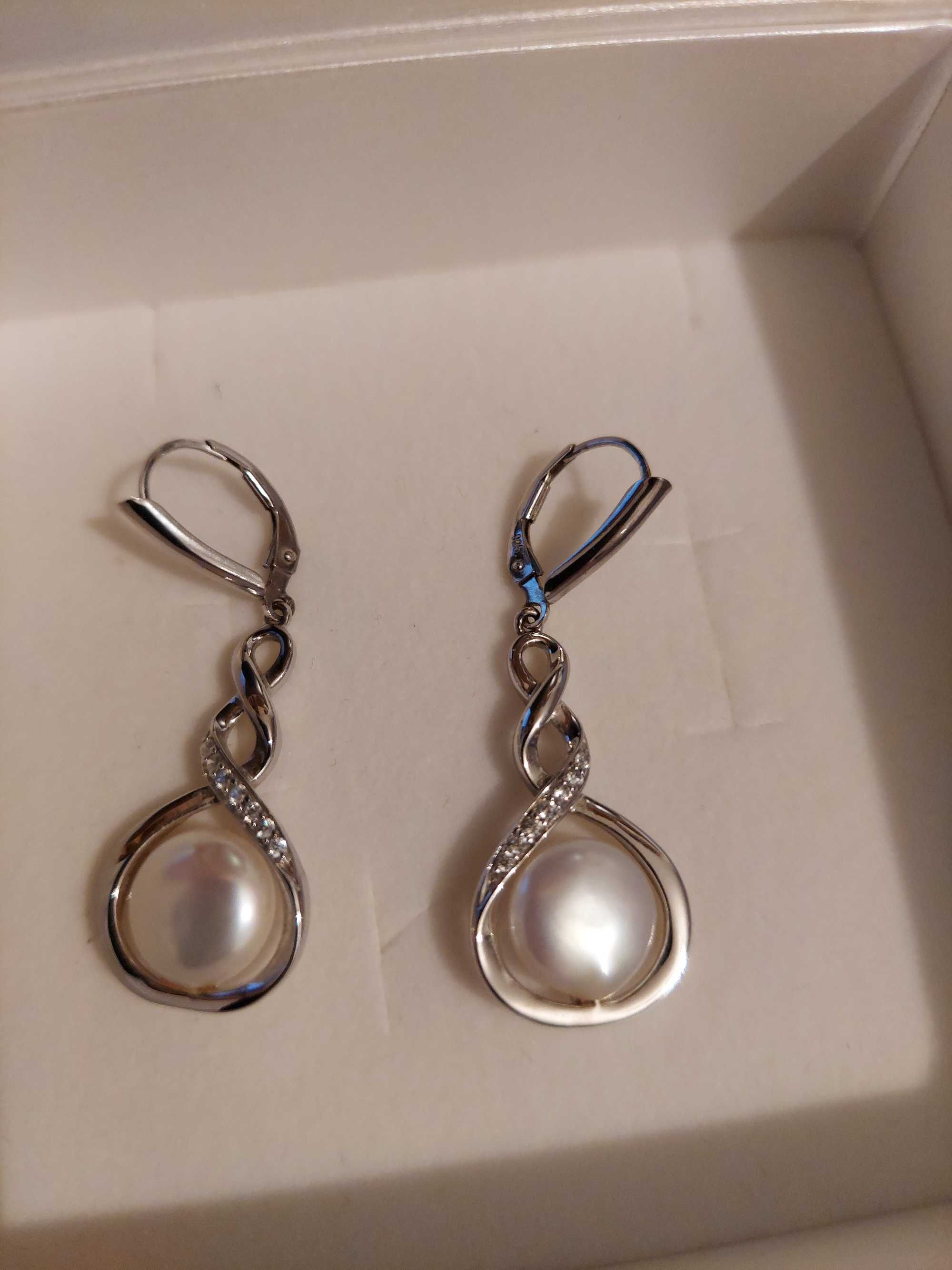 Kolczyki srebrne 925 z perłami i cyrkoniami