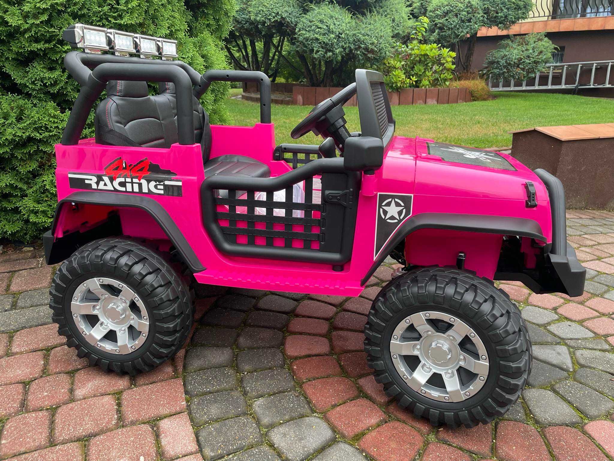 Auto na akumulator DUŻY JEEP Różowy DLA DZIECI 4×4 Samochód EVA MP4