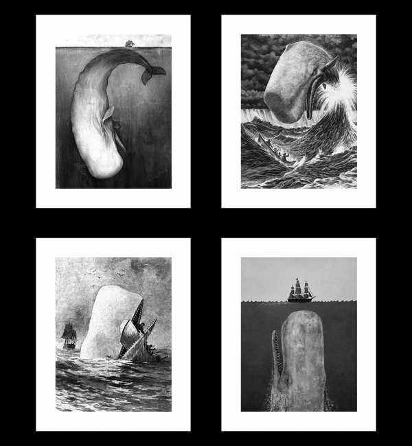 Plakaty bez Ram - Moby Dick, 4 Ilustracje