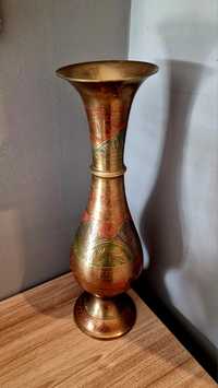 Piękny mosiężny wazon orientalny indyjski Indie 34 cm oryginał okazja