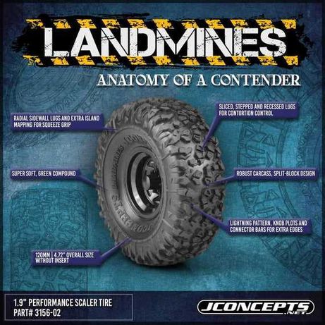 RC JConcepts Landmines - green compound, Scale Country 120mm 1.9
