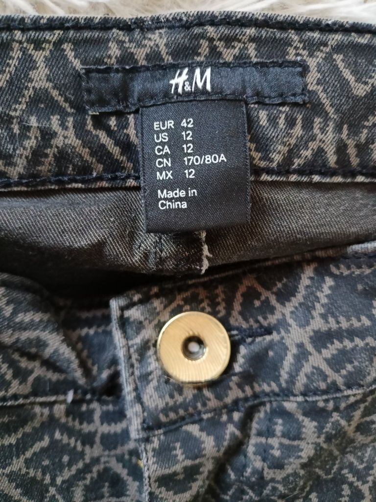 Wzorzyste spodnie damskie H&M 42 XL