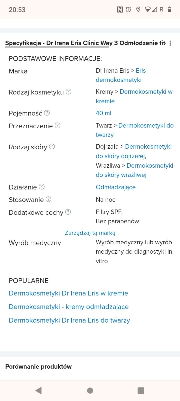 Dermokrem Przeciwzmarszczkowy Dr.Irena Eris