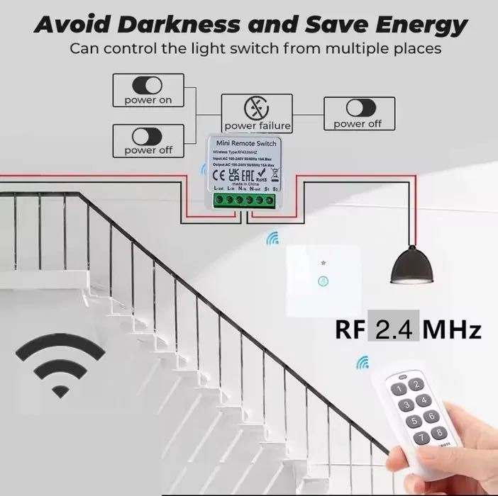 Смарт реле Wi-Fi. RYRA 2.4G Smart Switch WiFi Wireless або пульт.