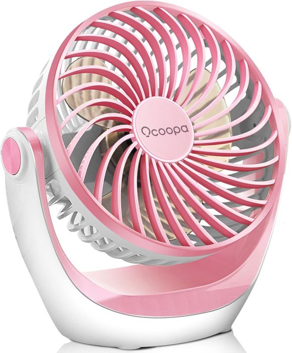 OCOOPA Wentylator USB Biurkowy 360° Cichy 3 Prędkości Kabel USB Różowy