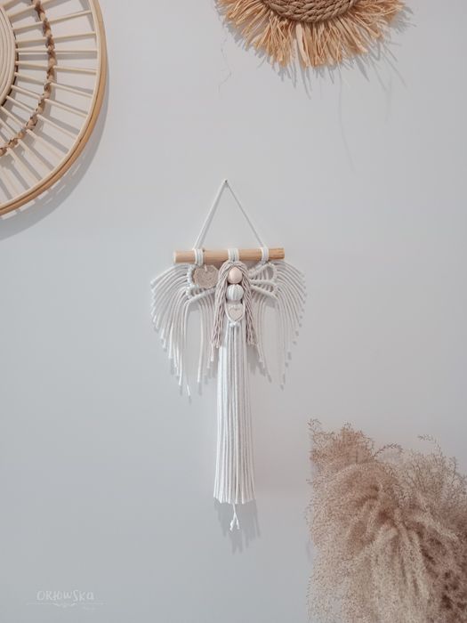 Makrama anioł stróż ozdoba zawieszka boho prezent ze sznurka