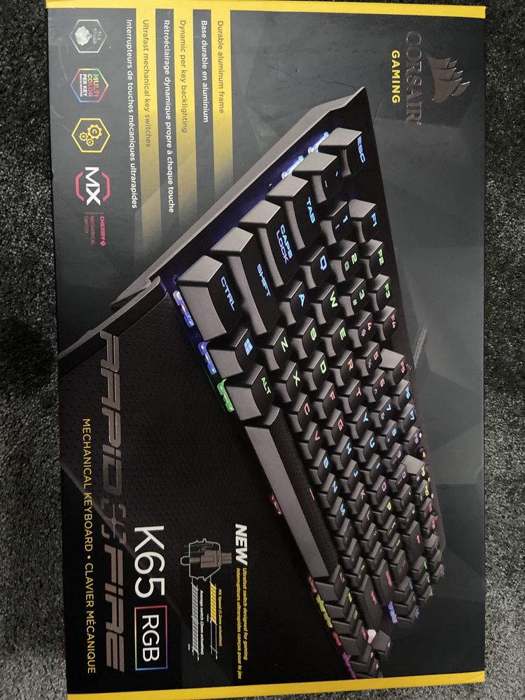 Klawiatura Corsair k65 Rapidfire cherry mx speed silver