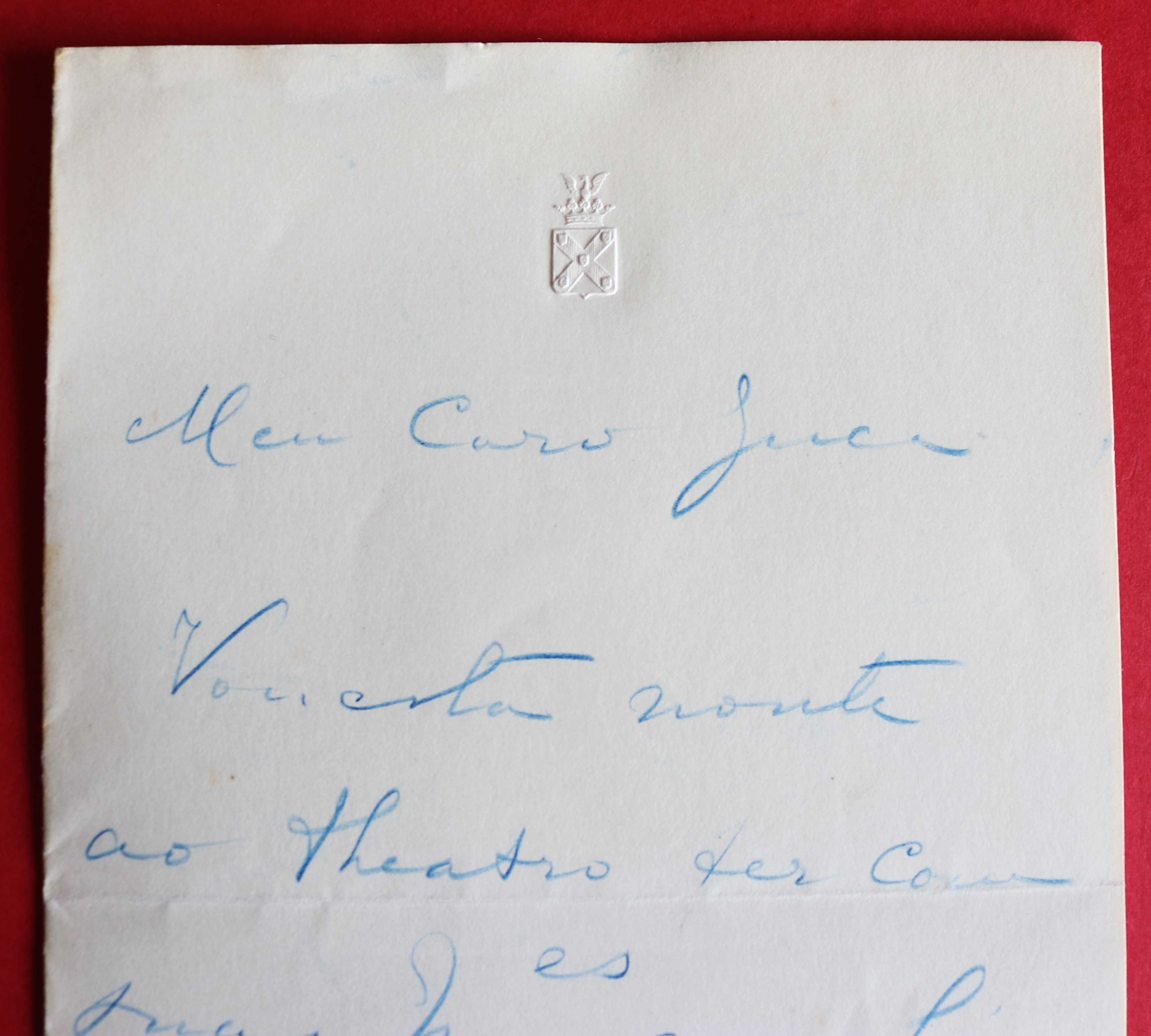 Príncipe Real D Carlos Duque de Bragança carta ao Conde S. Mamede
