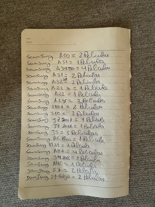 Peliculas de vidro NOVAS 229 iphone/Sam/Tcl/xiaomi/ huawei/oppo