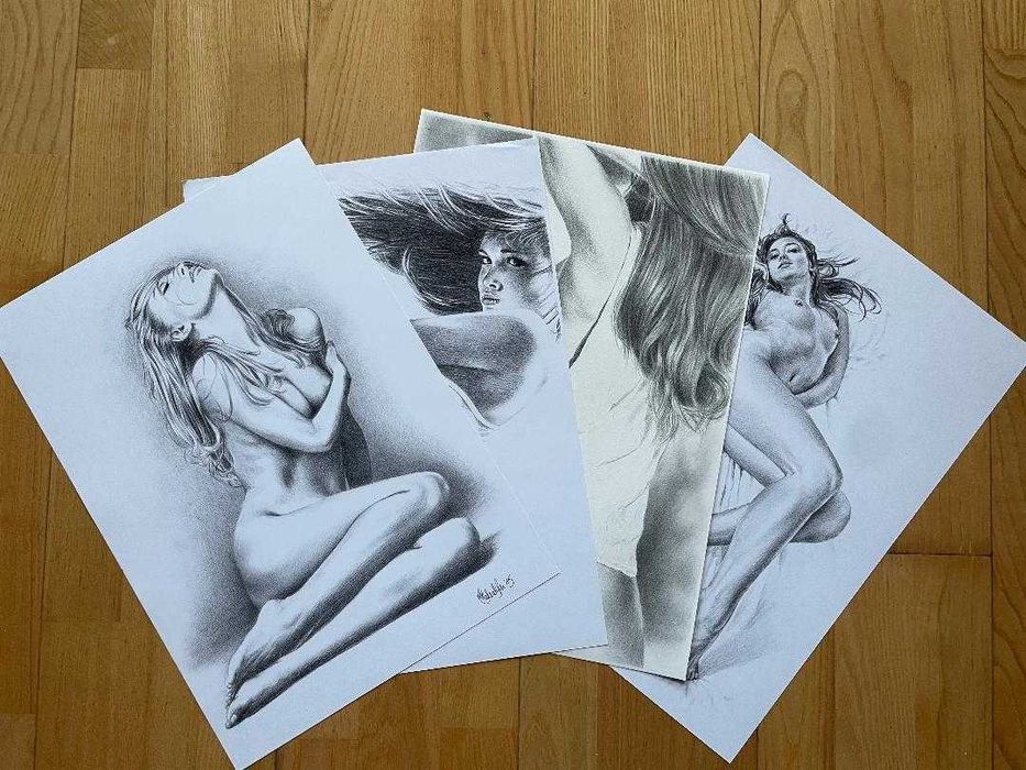 4 kopie oryginalnych rysunków - Akty kobiet