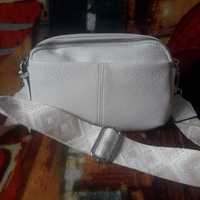 Сумка біла, клатч, сумка з текстильним ремінцем