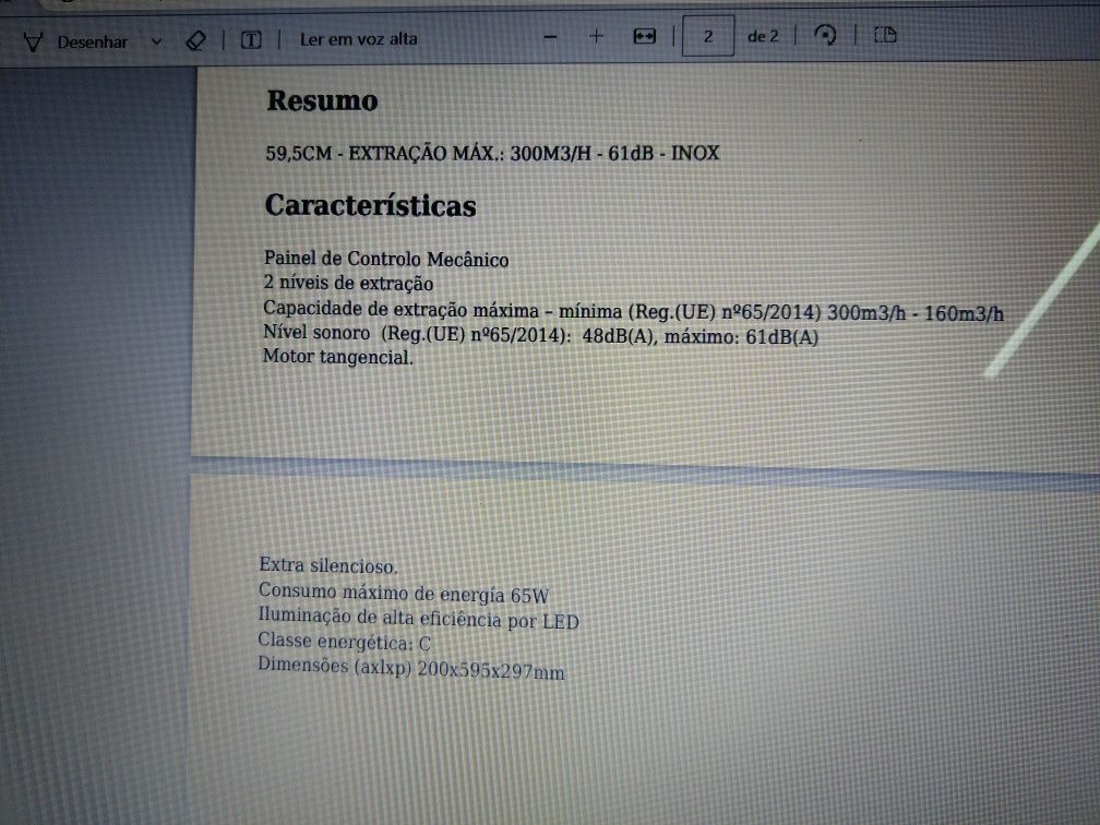 Exaustor de gaveta, novo.
