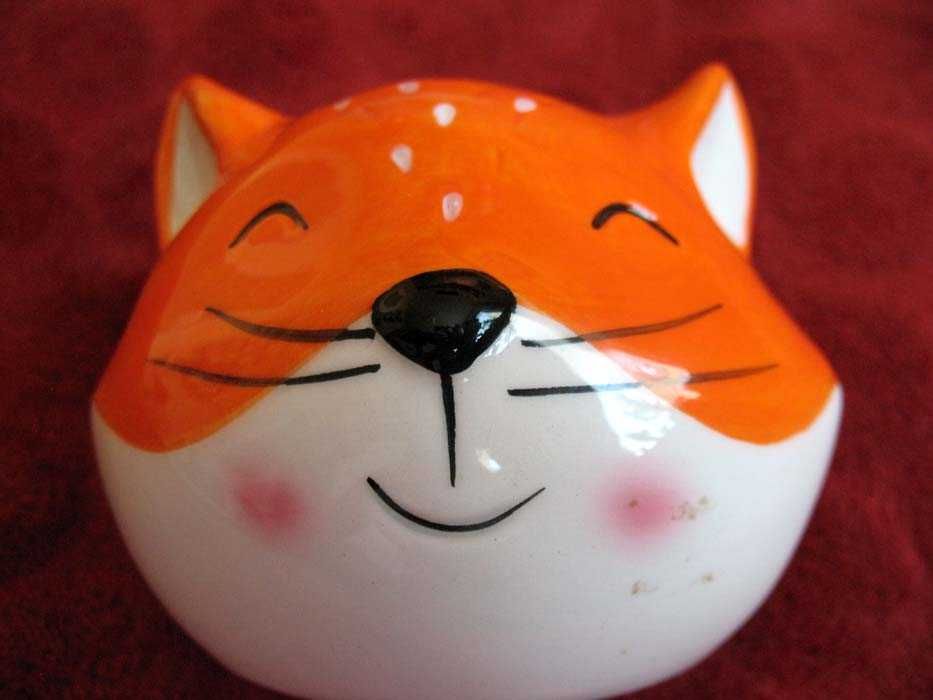 Lis - rudzielec - skarbonka - 7 x 9 x 7 cm Porcelana