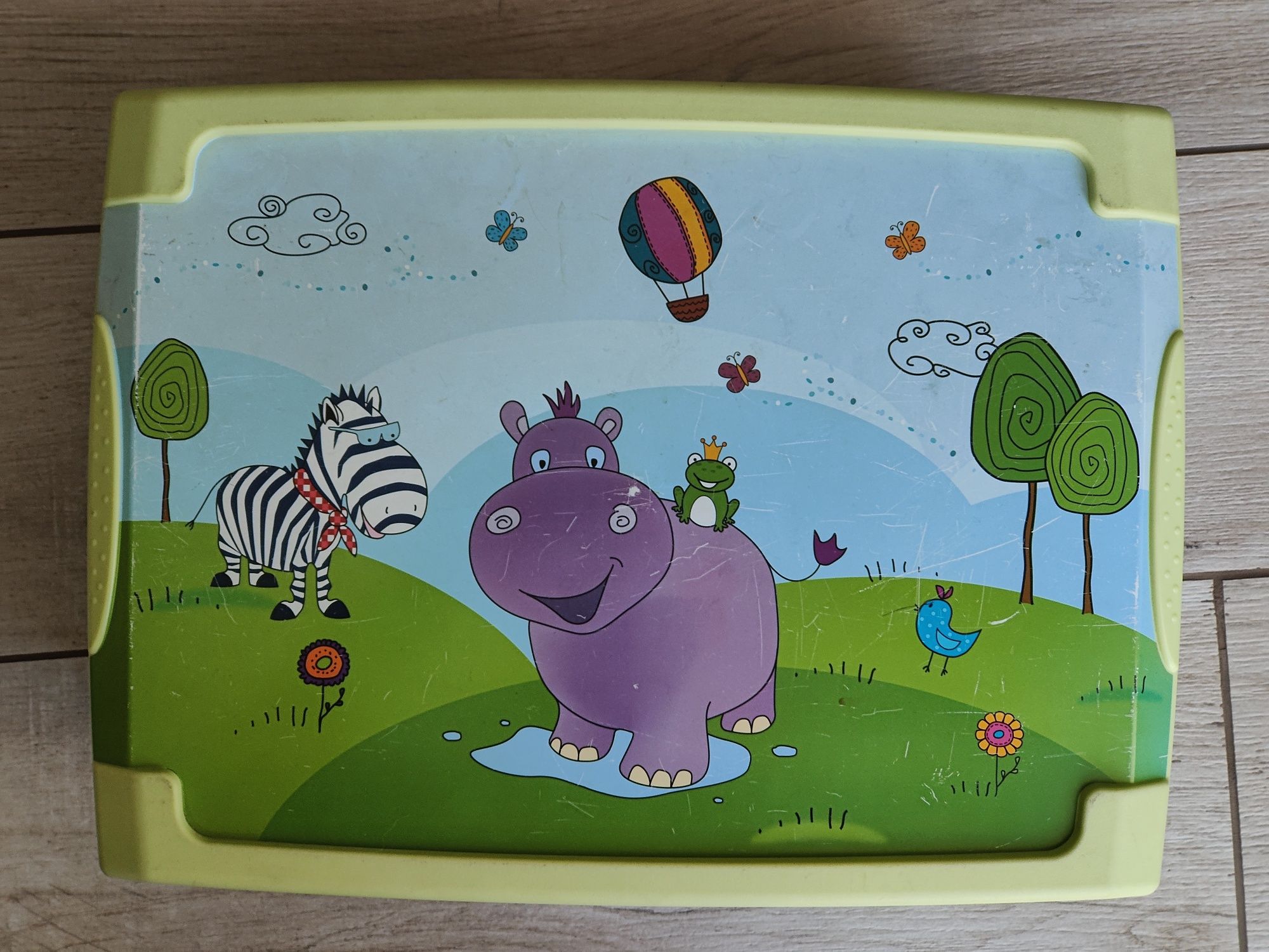 Skrzynka/pojemnik z pokrywą z motywem safari Hipopotam i Zebra