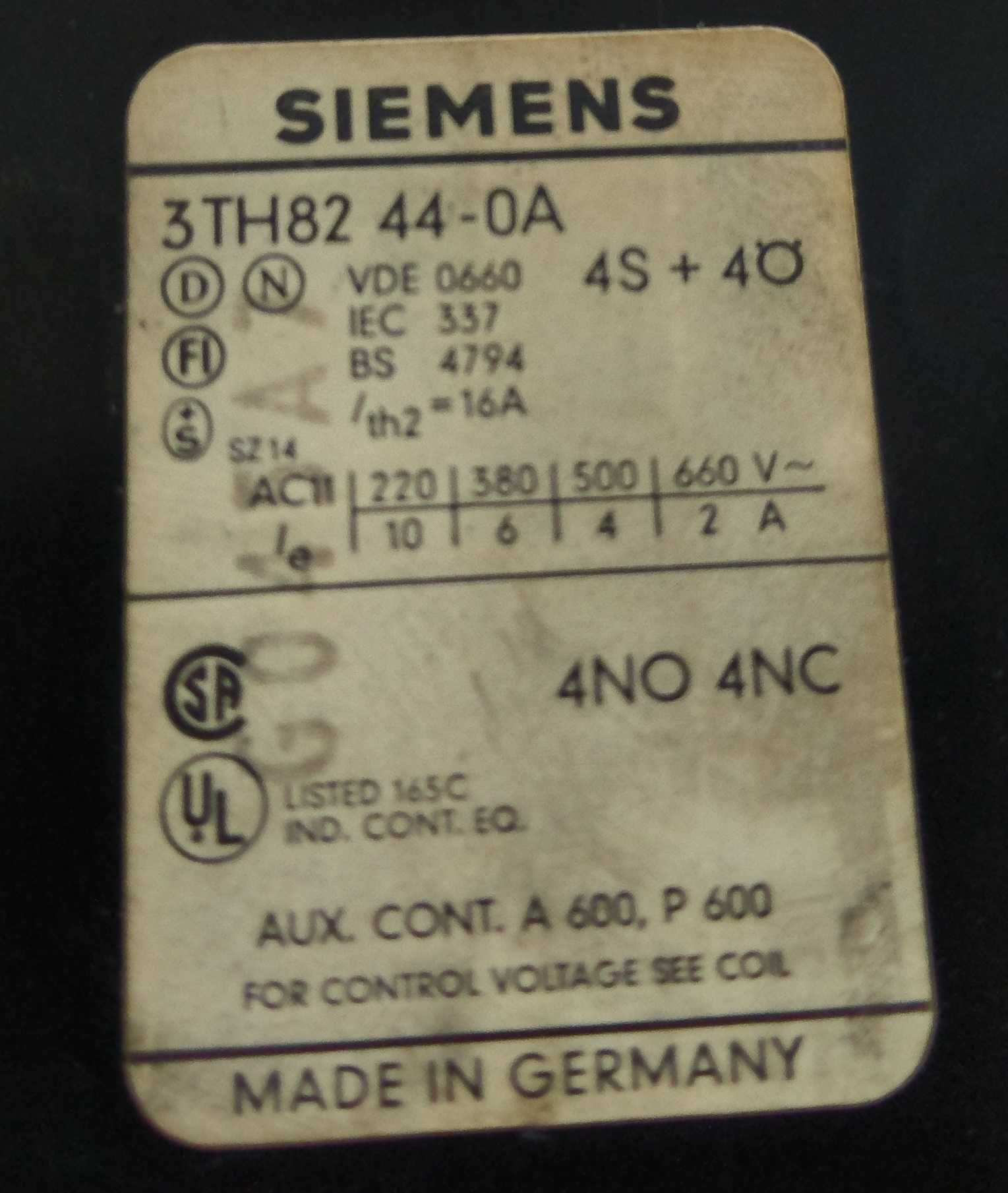 Stycznik mocy Siemens 3TH82 44-0A