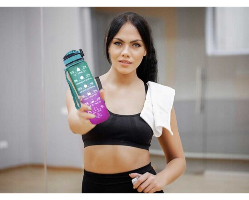 Butelka Motywacyjna Bidon na Wodę Siłownię Sportowy Miarka BPA Free