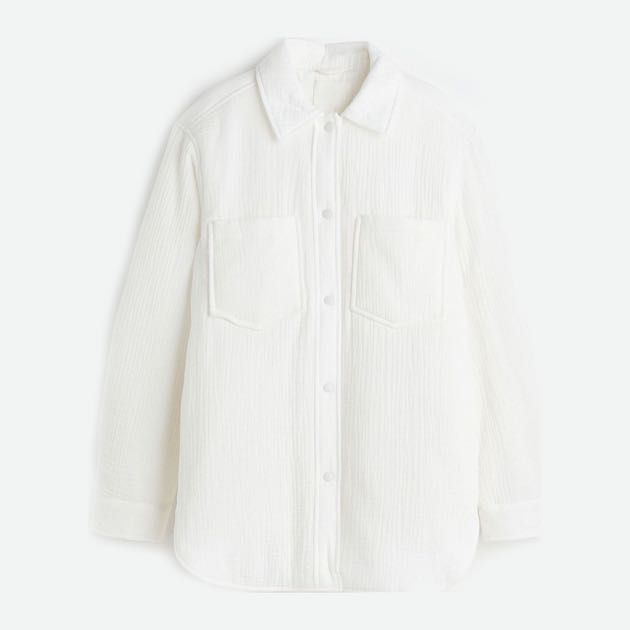 Стьобана сорочка-куртка H&M білого кольору у розмірі XS