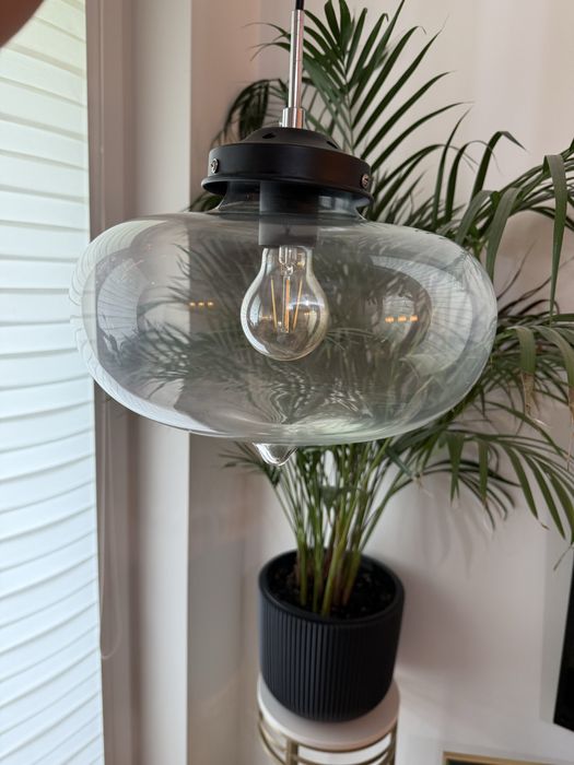 Lampa salon, sypialnia, pokoj, szklana, czarna, kompletna