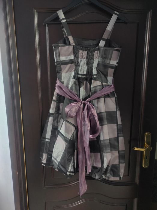 Sukienka na wesele chrzciny komunię M w kratkę