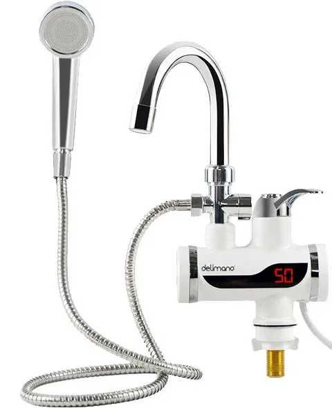 Проточный кран водонагреватель с подогревом бойлер с душем, смеситель