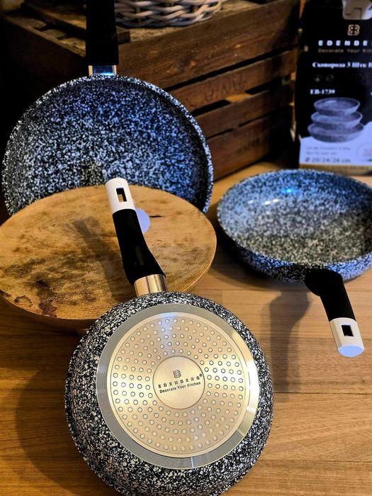 Wyprzedaż! Zestaw 3 patelni. Super jakość. 20 cm/24 cm/26 cm. Nowy