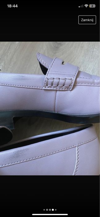 Liliowe mokasyny mango 37 kwadratowe nosy